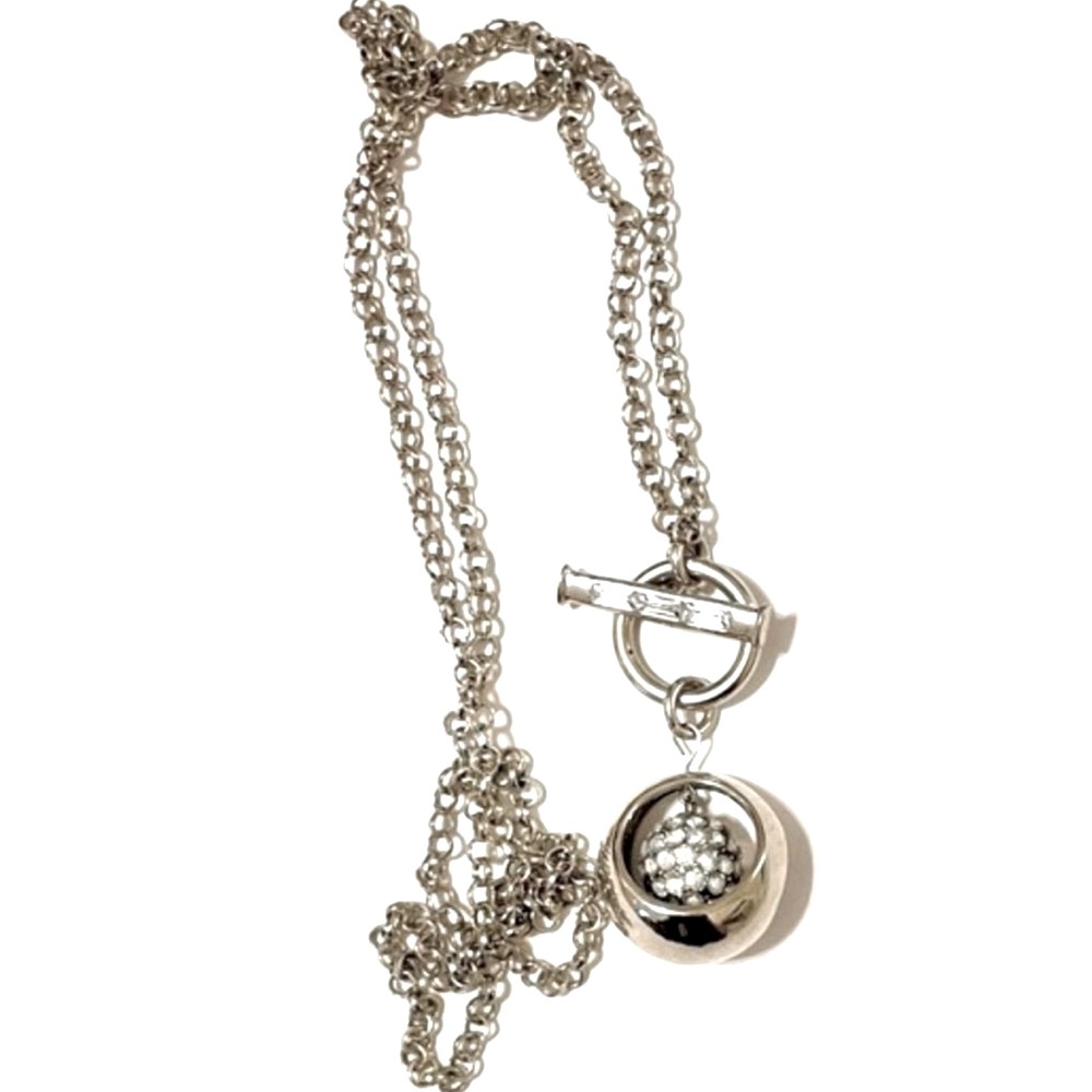 Crystal Pendant Long Toggle Necklace